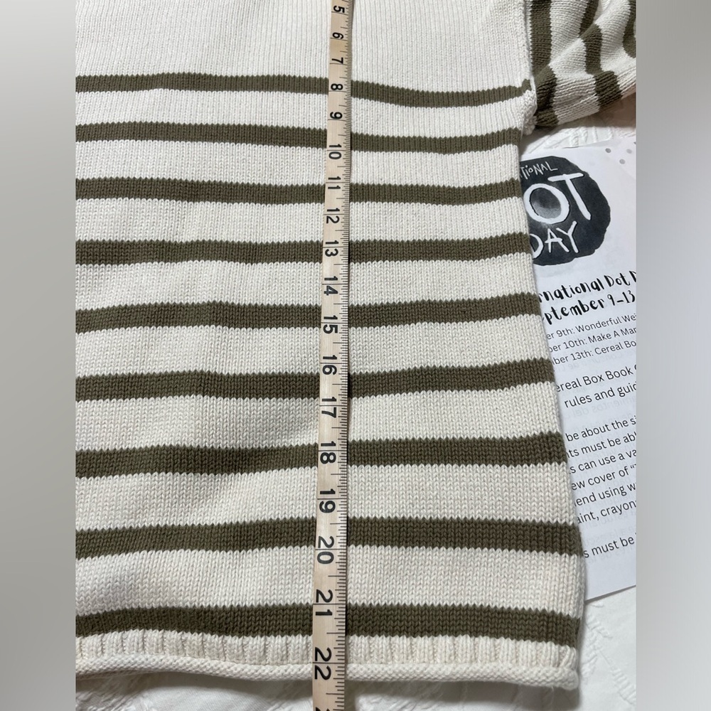 Madewell Conway Pullover Sweater Cream With Green Stripes Size XS - Picture 3 of 13